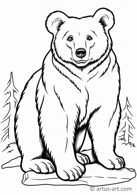 Pagina de colorat cu un ursuleț drăguț